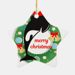 Adorno De Cerámica ballena asesina de navidad