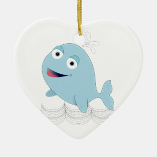Adorno De Cerámica Ballena azul