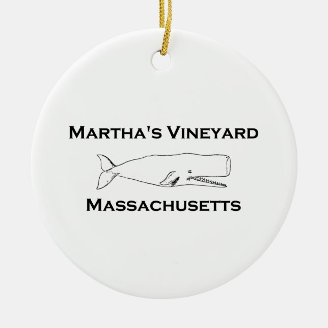 Adorno De Cerámica Ballena de Massachusetts del Martha's Vineyard (Frente)