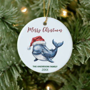 Adorno De Cerámica Ballena náutica personalizada en Navidades de Sant