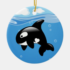 Adorno De Cerámica Ballena orca pura en azul