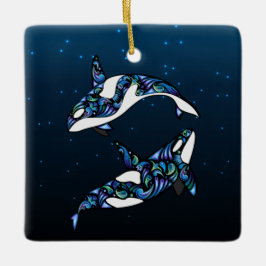 Adorno De Cerámica Ballenas orcas personalizadas Nuestros primeros Na