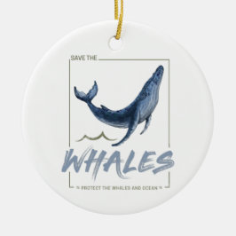 Adorno De Cerámica Ballenas y acuarelas oceánicas Cetacean