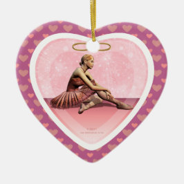 Adorno De Cerámica Ballerina Chica Merry Christmas Heart Ornament