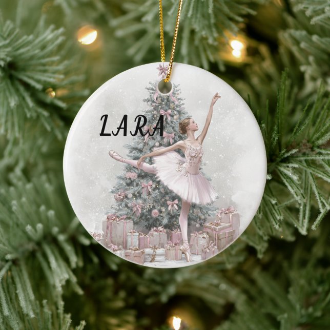 Adorno De Cerámica Ballerina Christmas Ornament – Add Your Name (Árbol)