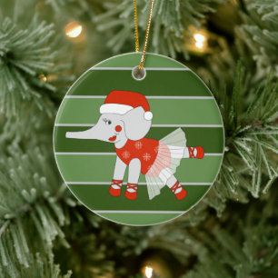 Adorno De Cerámica Ballerina Elefante Copo de Nieve Navidad Especial