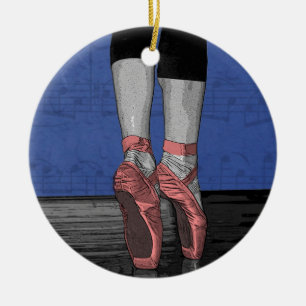 Adorno De Cerámica Ballerina en zapatos de punta rosa