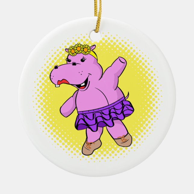 Adorno De Cerámica Ballerina Hippo con Tutu (Frente)