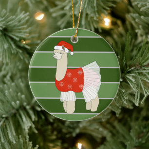 Adorno De Cerámica Ballerina Llama Copos de Nieve Especial de Navidad