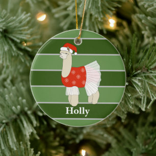 Adorno De Cerámica Ballerina Llama Especial de Navidad