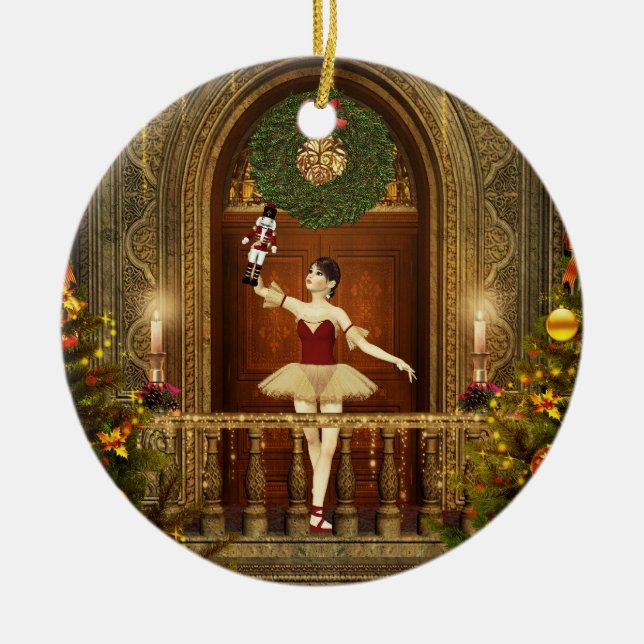 Adorno De Cerámica Ballerina Nutcracker Round PersonLized Ornamet (Frente)
