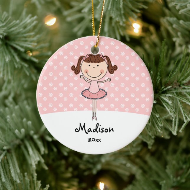 Adorno De Cerámica Ballerina rosa Snowflakes Navidades personalizados (Árbol)