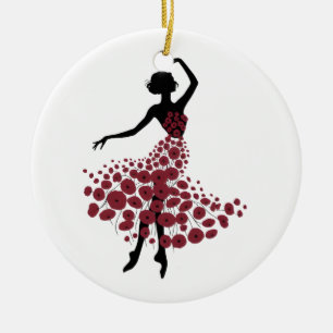 Adorno De Cerámica Ballet bailarina Ballerina Poppies Dance Navidad