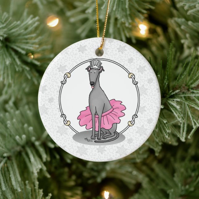 Adorno De Cerámica Ballet Ballerina Princess Greyhound Dog (gris) (Árbol)