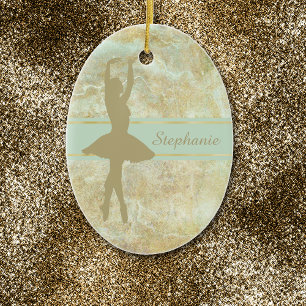 Adorno De Cerámica Ballet Resumen Oro Navidades Personalizados