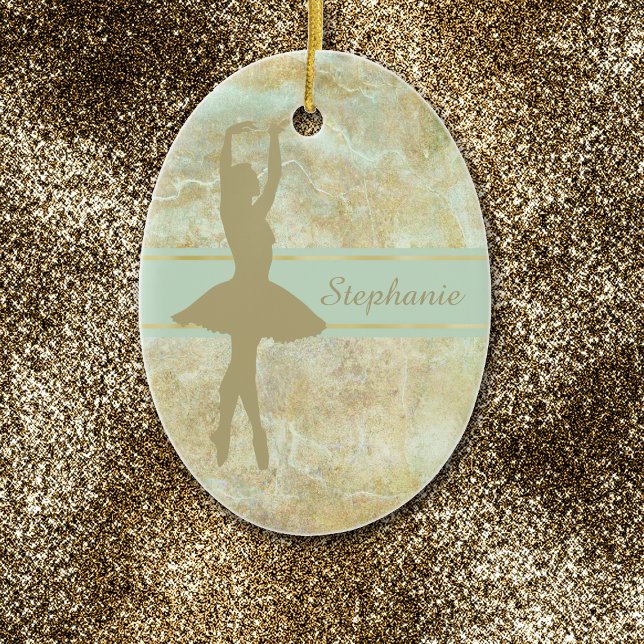 Adorno De Cerámica Ballet Resumen Oro Navidades Personalizados (Subido por el creador)