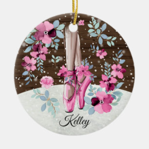 Adorno De Cerámica Ballet Rosado Ballet Shoes acuarela Floral