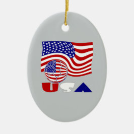 Adorno De Cerámica Balón de fútbol con bandera de EE. UU. sobre fondo