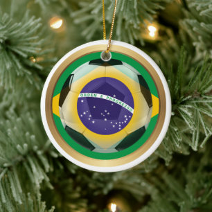 Adorno De Cerámica Balón de Fútbol Deportes Brasil