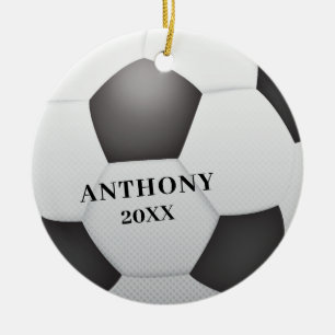 Adorno De Cerámica Balón de Fútbol Navidad Personalizado
