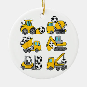 Adorno De Cerámica Balón de Fútbol Niños Fútbol Camiones de Construcc
