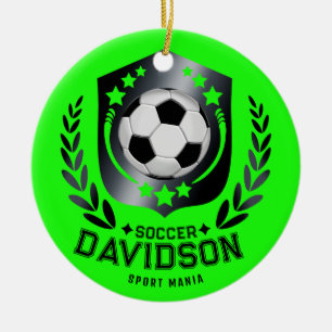 Adorno De Cerámica Balón de Fútbol Personalizado Verde   Texto Person