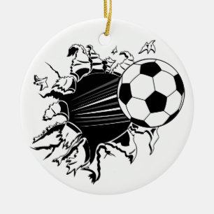 Adorno De Cerámica Balón de fútbol que revienta hacia fuera
