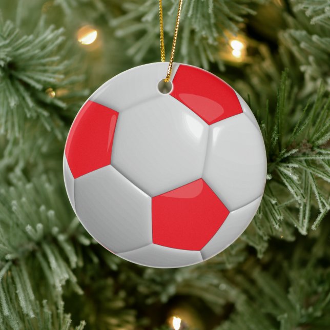 Adorno De Cerámica Balón de fútbol | Rojo (Árbol)