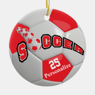 Adorno De Cerámica Balón de fútbol - Rojo Personalizar