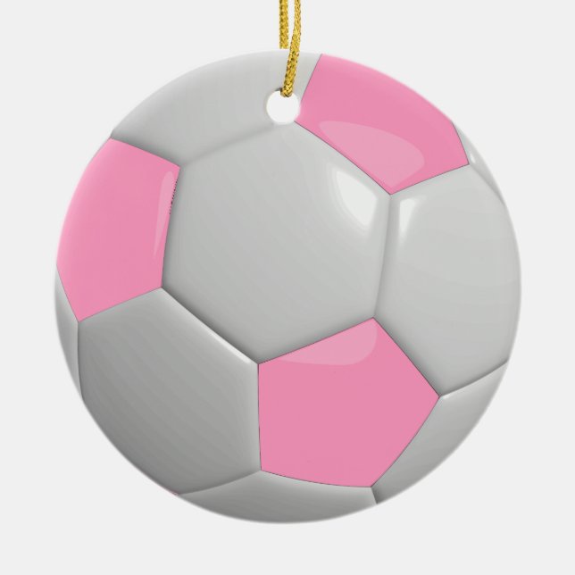 Adorno De Cerámica Balón de fútbol | Rosa (Frente)