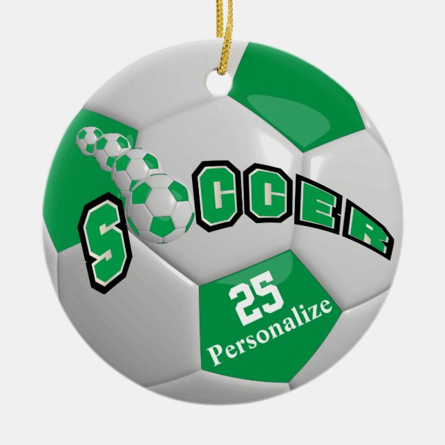 Adorno De Cerámica Balón de fútbol verde | Personalizar (Frente)