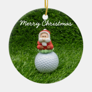 Adorno De Cerámica Balón de golf Santa Claus está sobre Navidades d