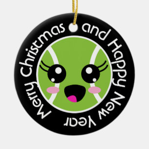 Adorno De Cerámica Balón de tenis con Navidades, personalizable