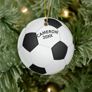 Adorno De Cerámica Balón y Zapato de Fútbol de Navidad