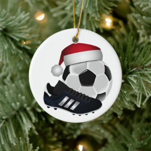 Adorno De Cerámica Balón y Zapato de Fútbol de Navidad