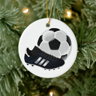 Adorno De Cerámica Balón y Zapato de Fútbol Navidad