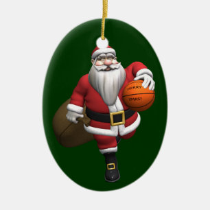 Adorno De Cerámica Baloncestista de Santa Claus
