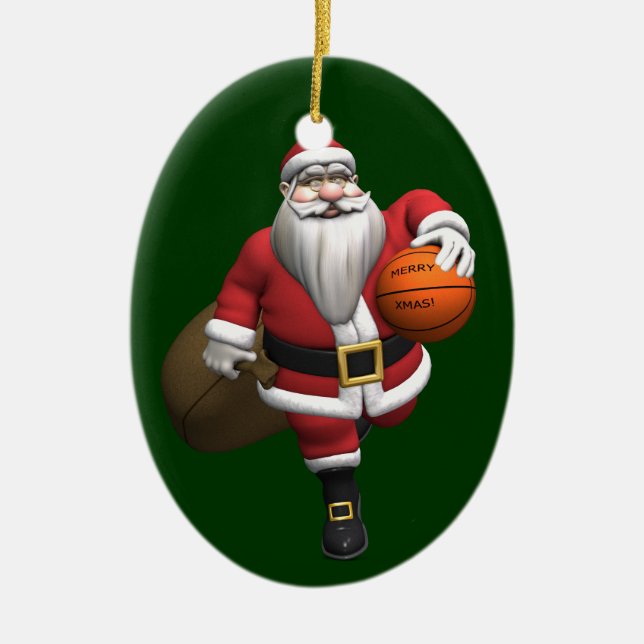 Adorno De Cerámica Baloncestista de Santa Claus (Frente)