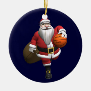 Adorno De Cerámica Baloncestista de Santa Claus