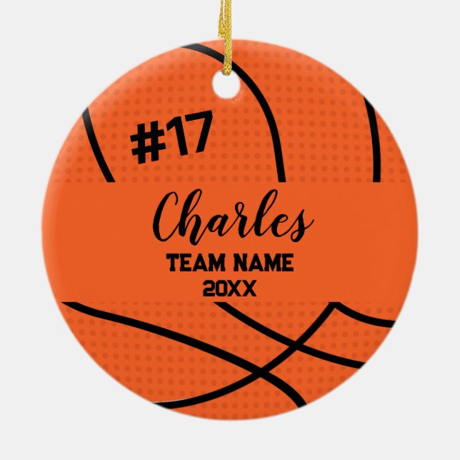 Adorno De Cerámica Baloncestistas | Número de nombre personalizado y  (Atrás)