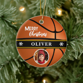 Adorno De Cerámica Baloncesto Ball Nombre personalizado Merry Christm