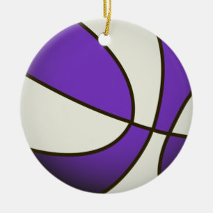 Adorno De Cerámica Baloncesto - Blanco/Púrpura