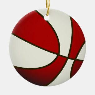 Adorno De Cerámica Baloncesto - Blanco/Rojo