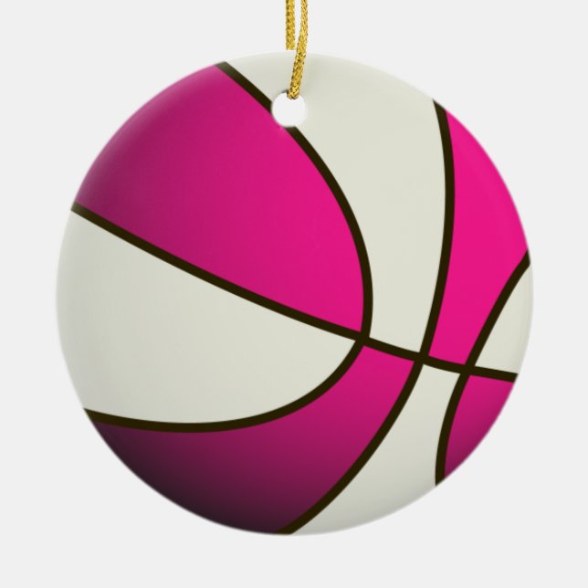 Adorno De Cerámica Baloncesto - Blanco/Rosa (Frente)