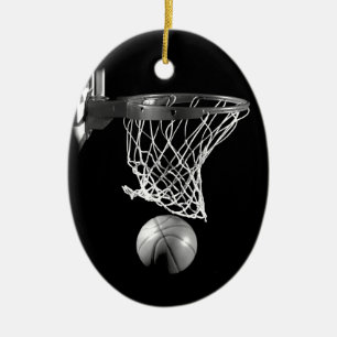 Adorno De Cerámica Baloncesto blanco y negro