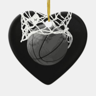 Adorno De Cerámica Baloncesto blanco y negro