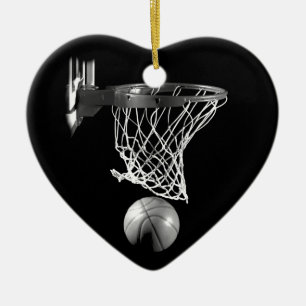 Adorno De Cerámica Baloncesto blanco y negro