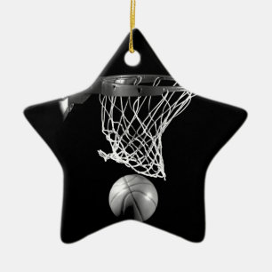 Adorno De Cerámica Baloncesto blanco y negro