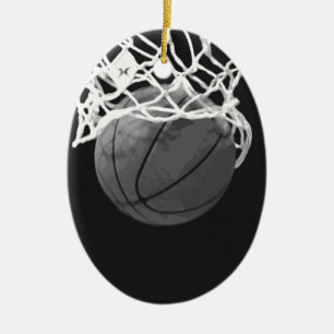 Adorno De Cerámica Baloncesto blanco y negro