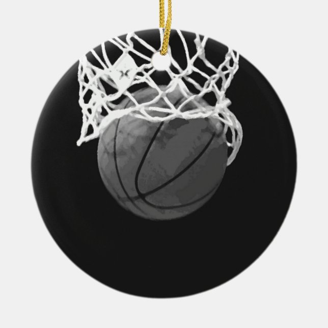 Adorno De Cerámica Baloncesto blanco y negro (Frente)